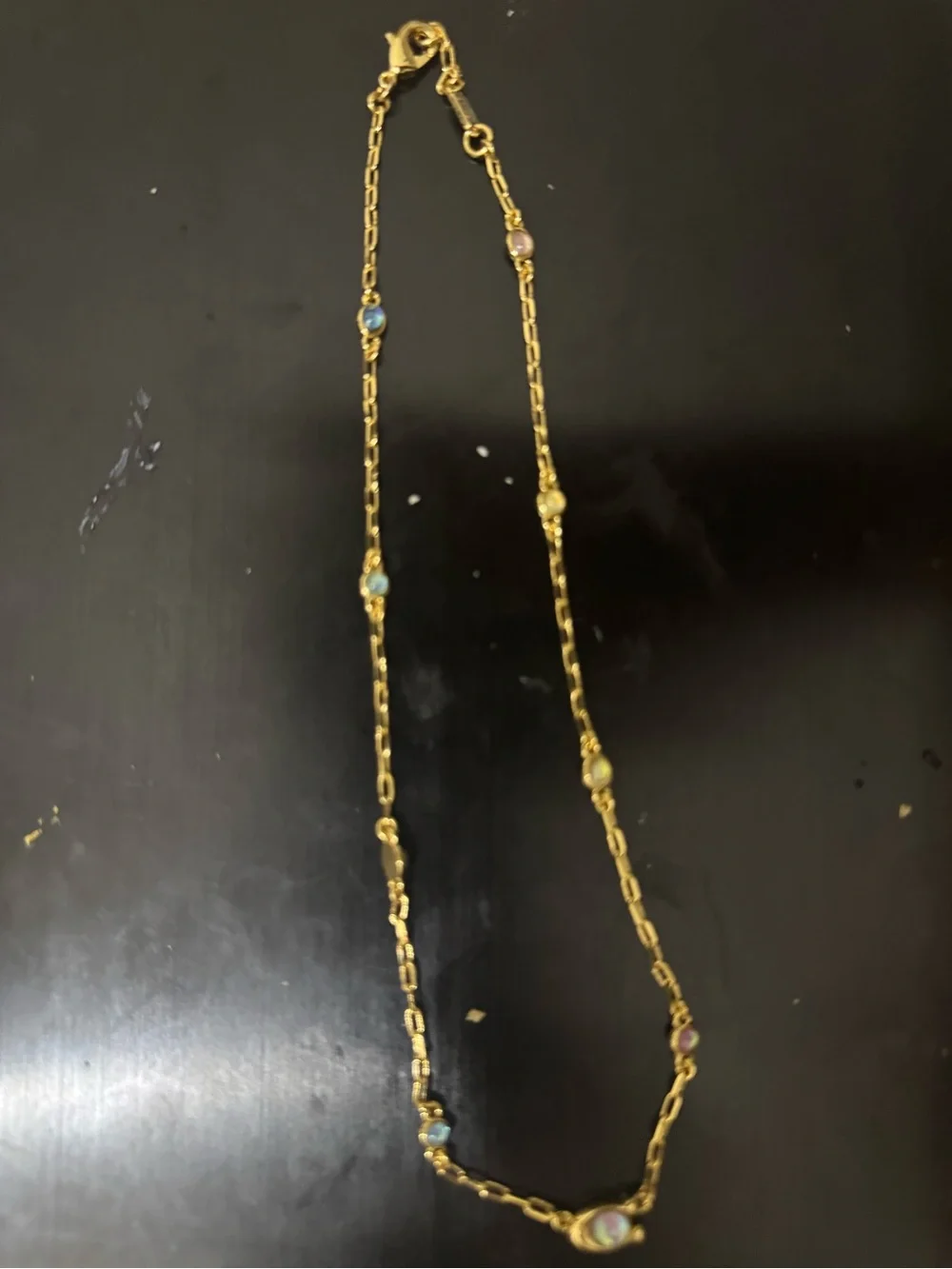 Coach Gold-Tone Necklace w/ Sculpted Signature C and Opalescent Accents 16”